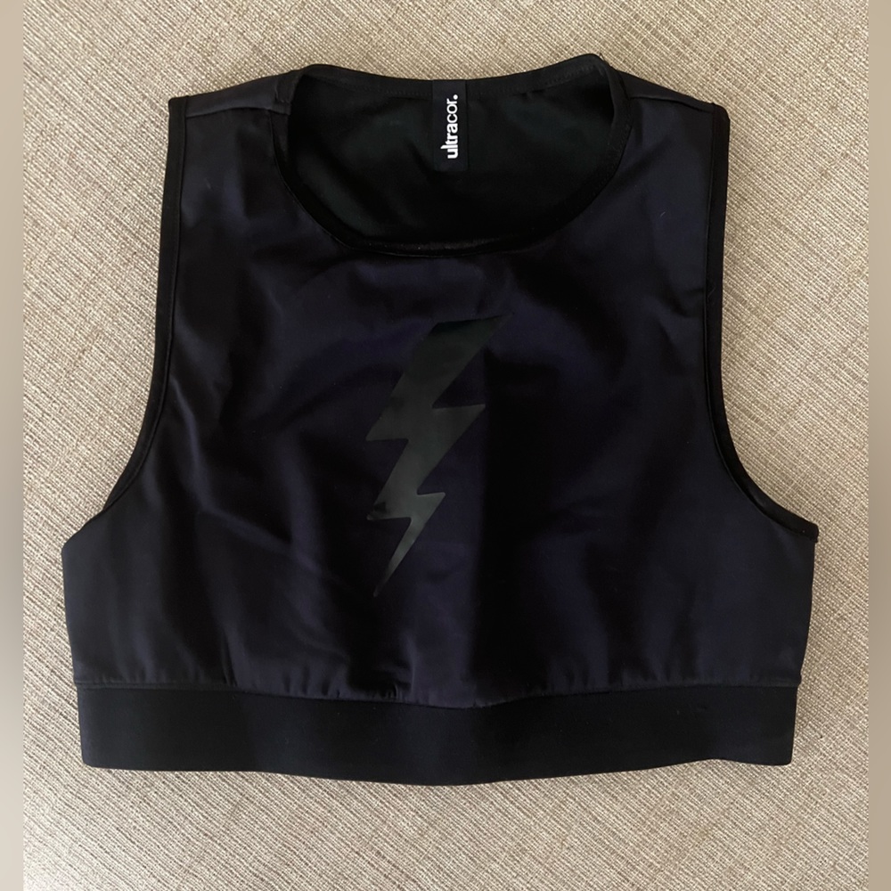 ultracor black lightning bolt sports bra / crop tank